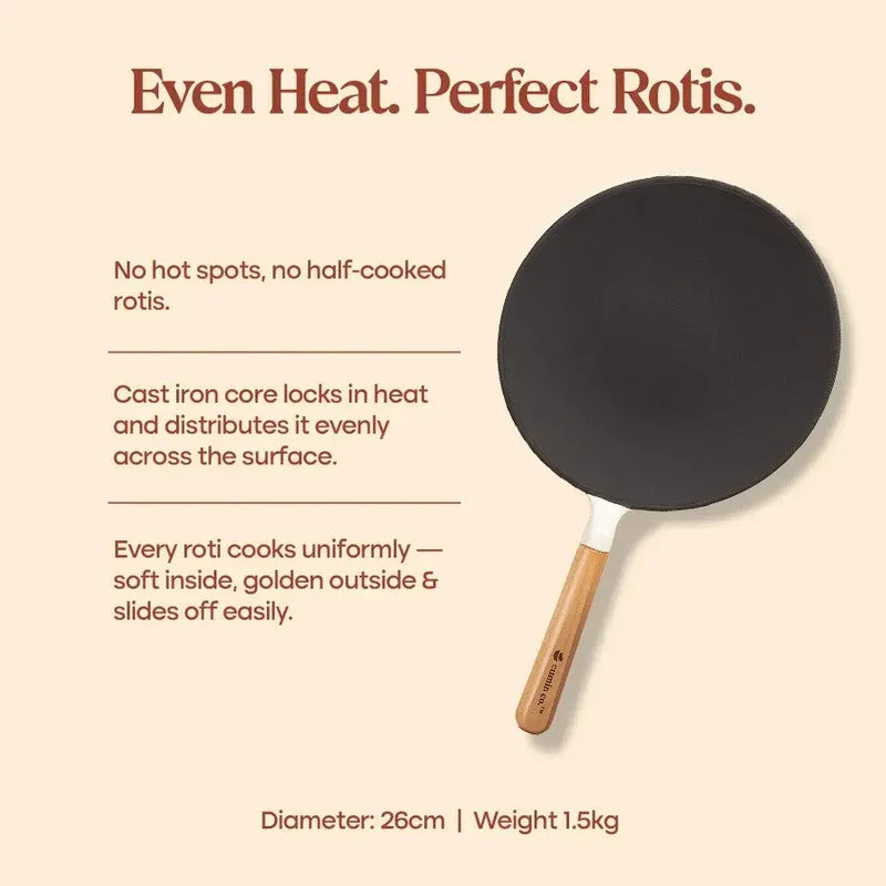 Cumin Co Enamel Cast Iron Roti Tawa - White media 10