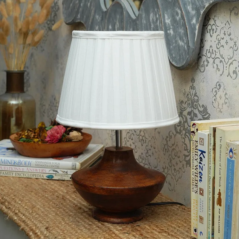 Timber Aura Cotton & Wooden Table Lamp - White media 3