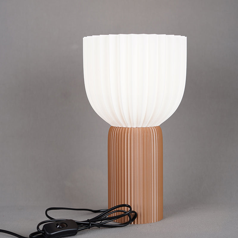 Eco Lite 3D Printed Table Lamp - White,Brown