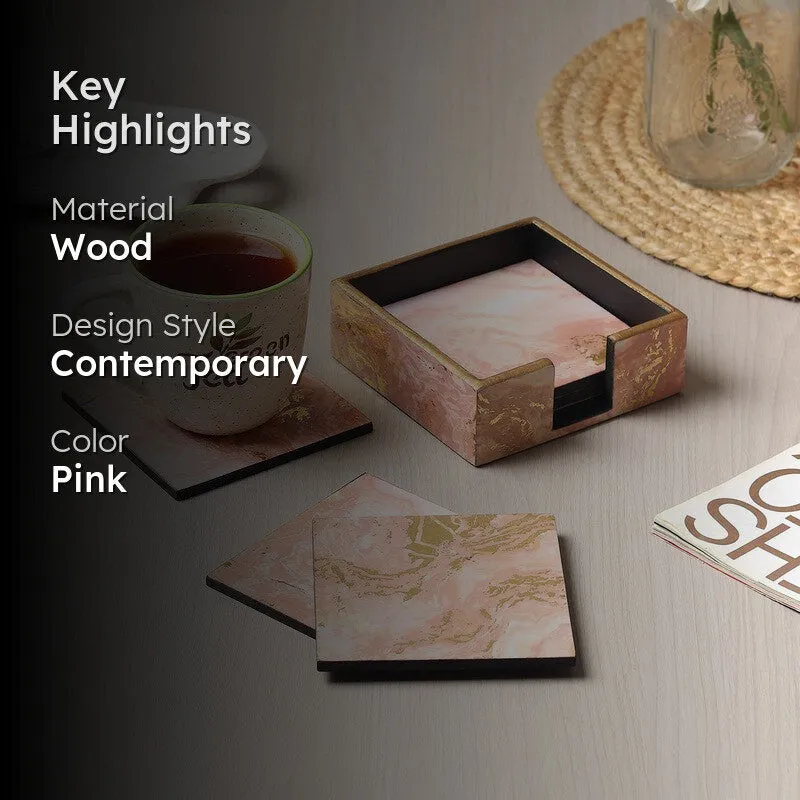 Rosyra Wooden Coaster with Stand - Seven Piece Set media 2