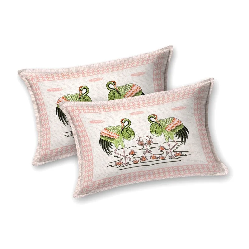 Classica Cotton Bedsheet (Off White,Green) - 240 TC media 4