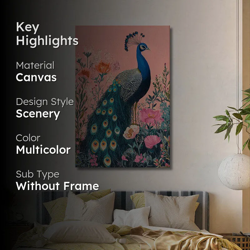 Pink & Peacock Wall Painting media 2
