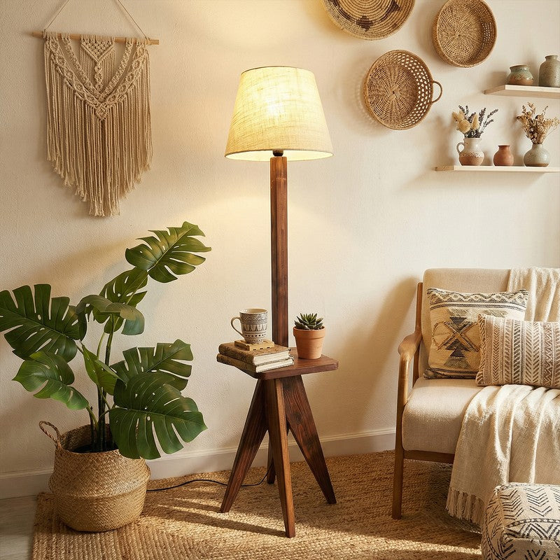 SoftNest Wooden Floor Lamp - Brown media 3