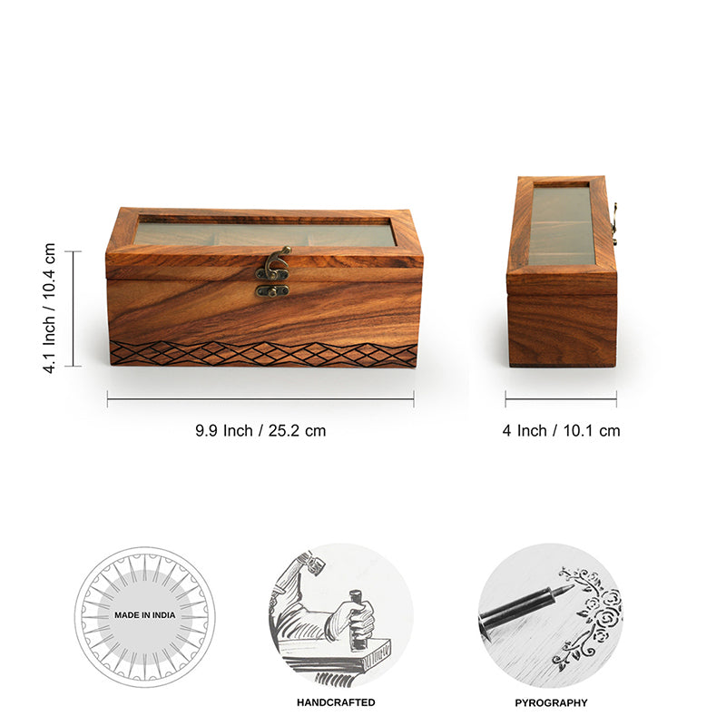 Mehira Sheesham Wood & Glass Tea Box media 6