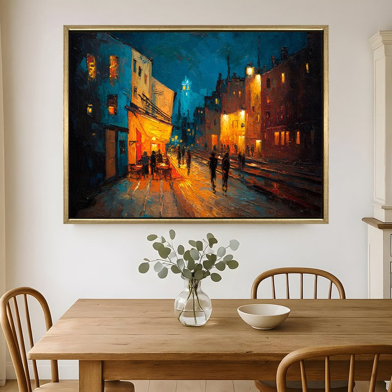Starry Streetway Canvas Wall Painting With Frame
