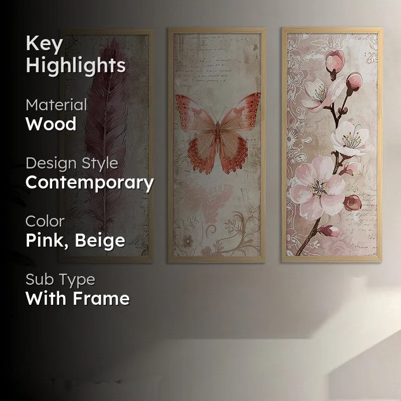 Butterflies Of Avalon Wall Painting With Frame - Set of Three media 2