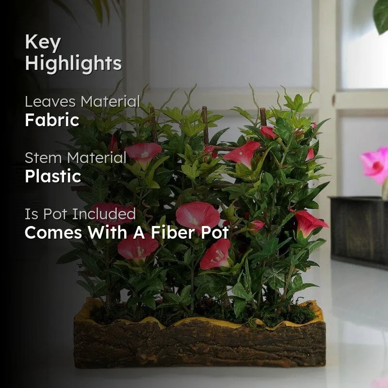Faux Artificial Morning Glory Bonsai In Plastic Pot (27 cms) - Pink media 2