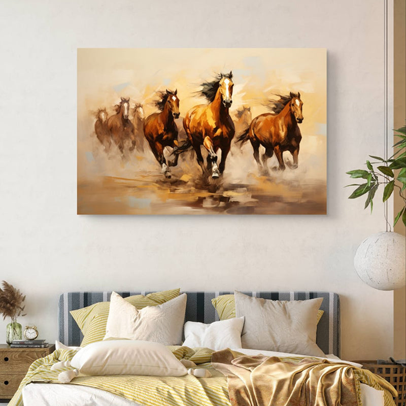 Rustic Stallions Canvas Wall Painting