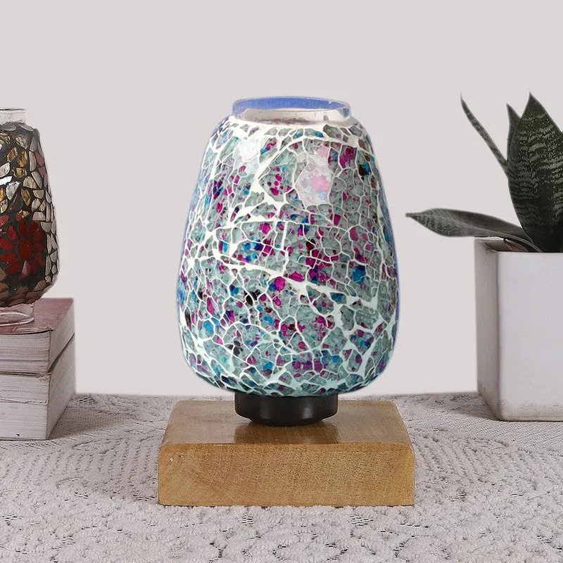 Norvessa Glass Table Lamp With Wooden Base - Multicolor media 4
