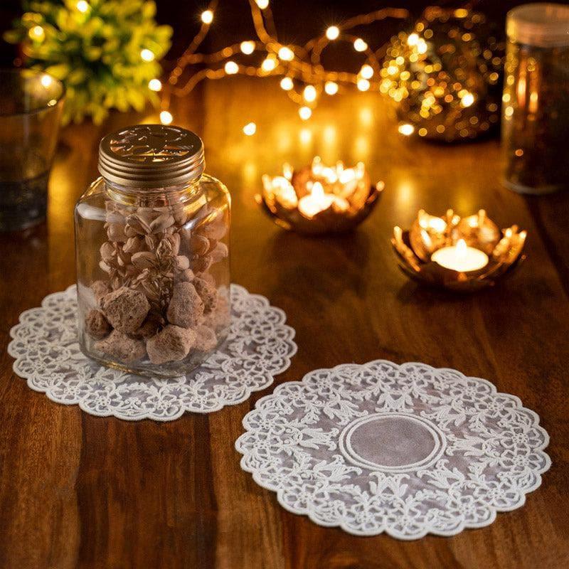 Embroidered Floral Fiesta Doily - Set Of Two