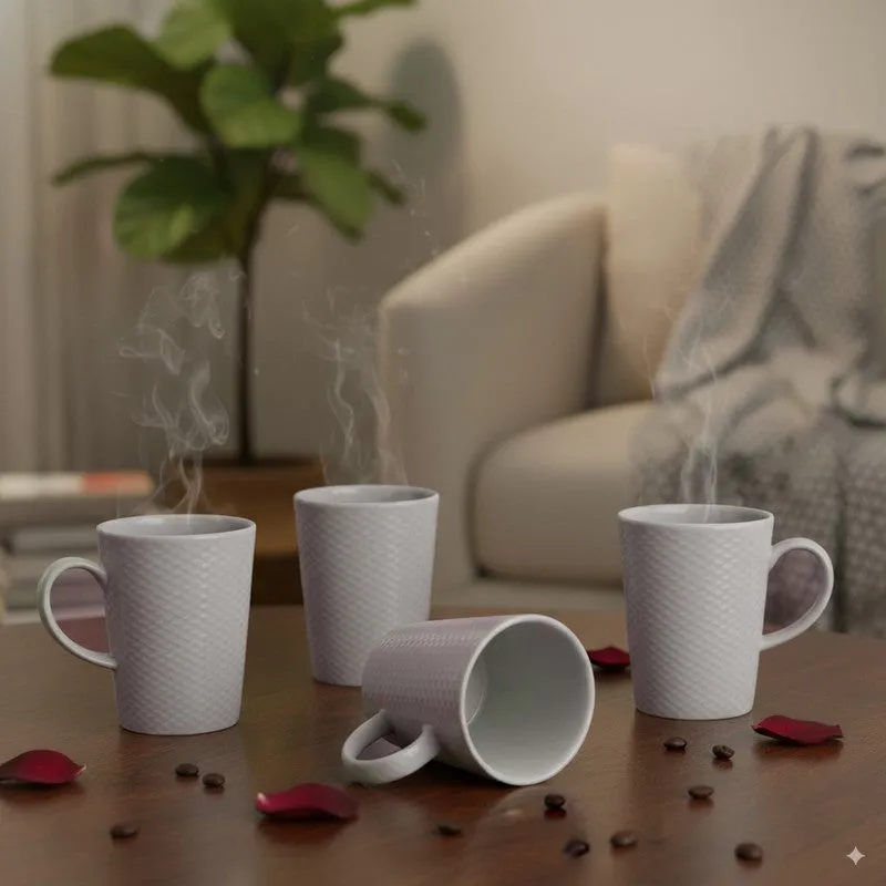 Hilora Porcelain Coffee Mug (280 mL Each) - Set Of Four media 1