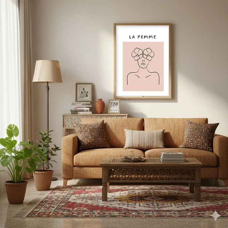 Petal Gaze Canvas Wall Painting With Brown Frame media 4