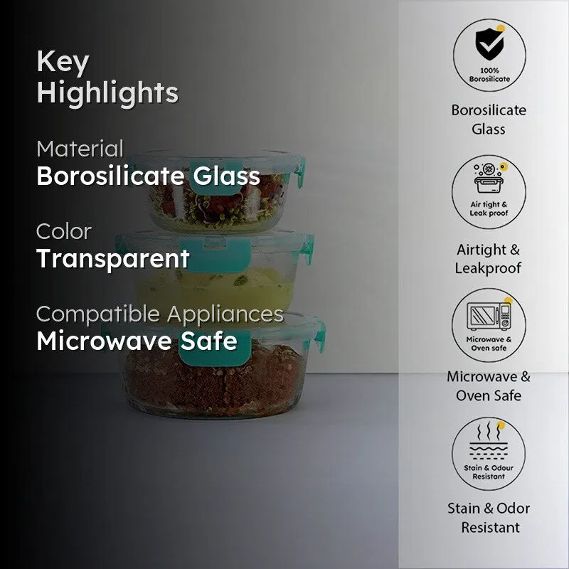 Crusade Round Glass Container (390, 635 & 930 ML) - Set Of Three media 2