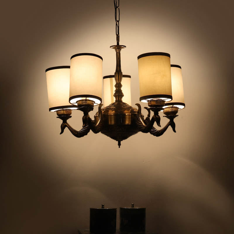 Algona Cylindrical Golden Antique Ceiling Lamp