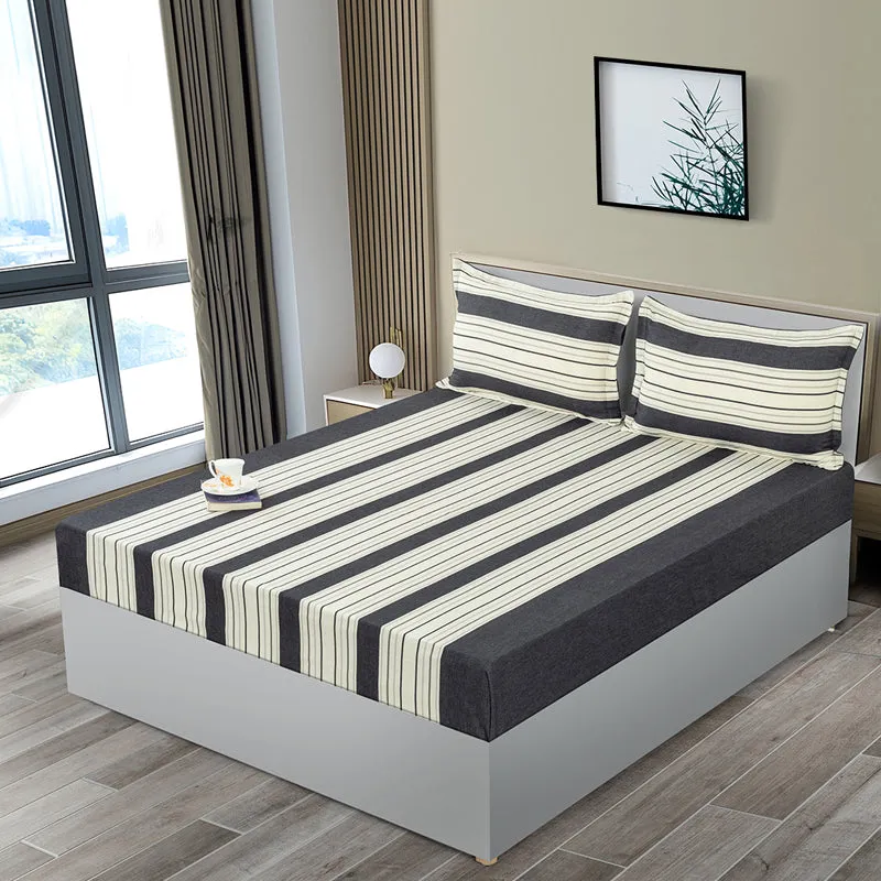Swayam Marianne Striped Cotton Bedsheet - 180 TC media 3