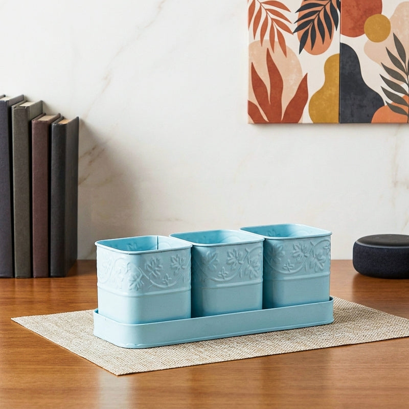 CanopyCup Planters with Tray - Blue