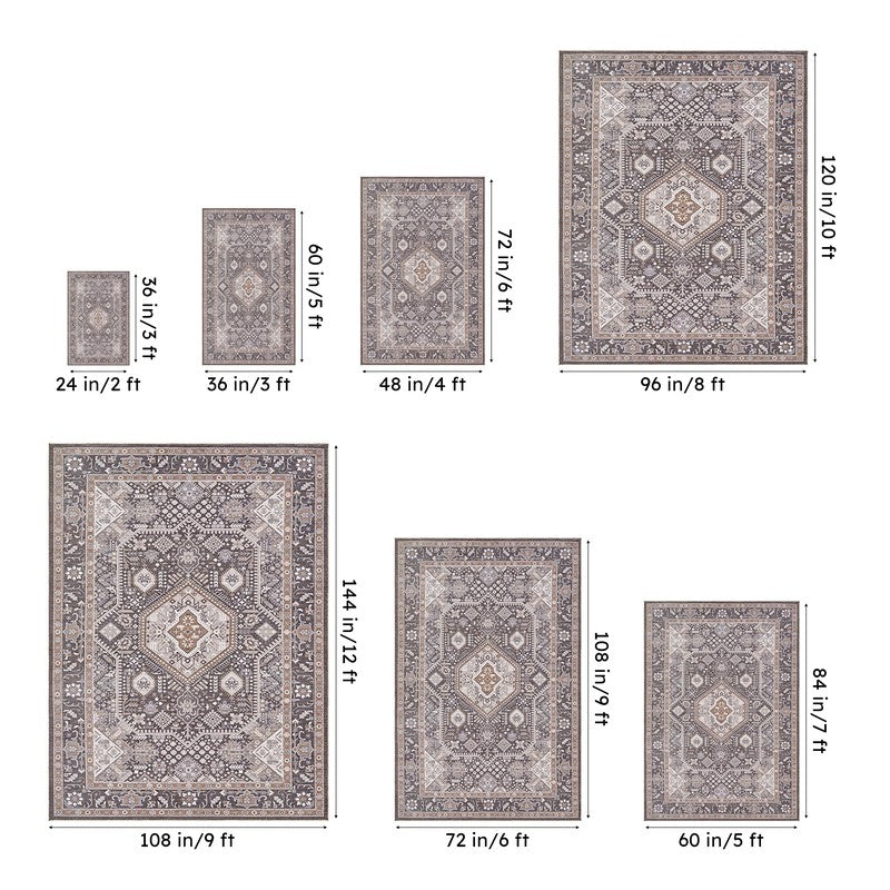 Noah Ethnic Polyester Carpet - Charcoal media 13