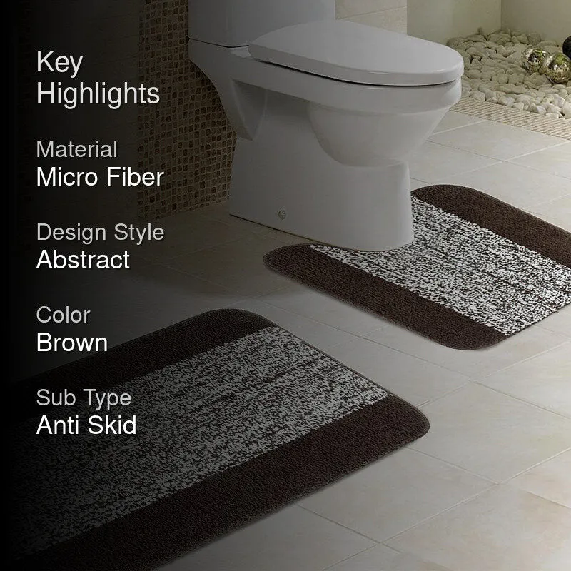 Marvis Anti Skid Bath Mat & Contour Mat (Brown)- Two Piece Set media 2