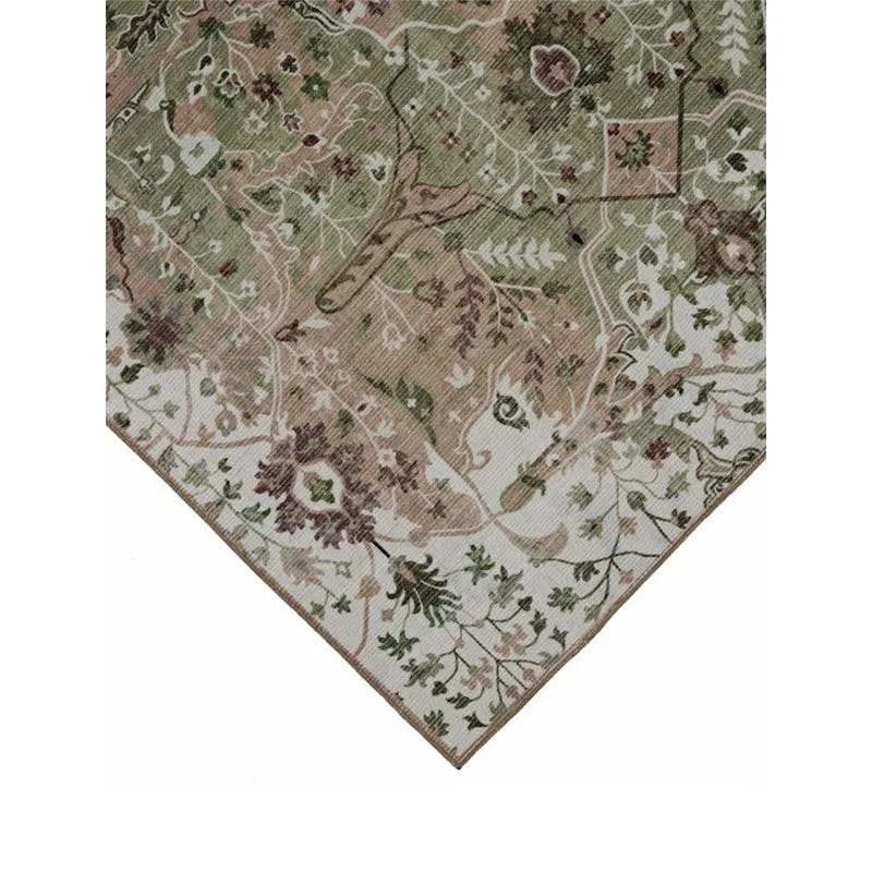 Ruba Ethnic Polyester Carpet - Olive Green media 5