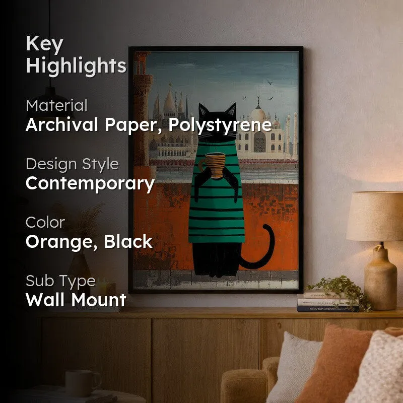 Adventurous Cat Wall Painting With Frame media 2