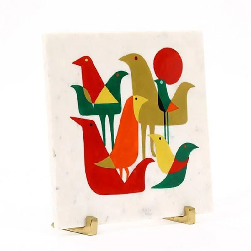 Bird Paradise Hand Painted Marble Showpiece media 3