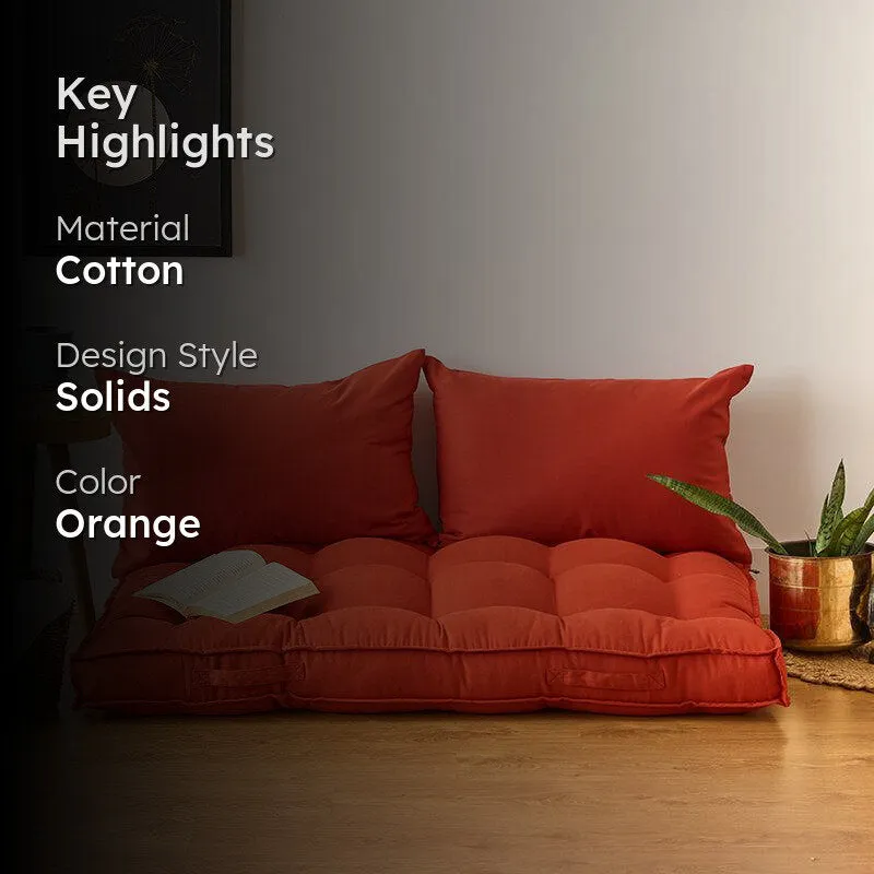 Plushport Solid Cotton Floor Cushion - Orange media 2