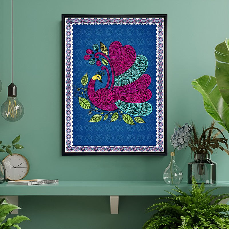 Royal Peacock Canvas Wall Painting With Frame