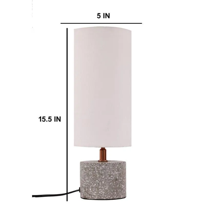 Round Terrazzo Hand Crafted Fabric Table Lamp - White,Grey media 4