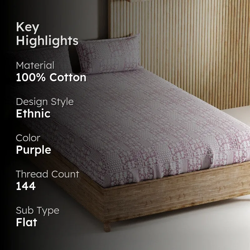 Ulven Cotton Bedsheet (Purple) - 144 TC media 2