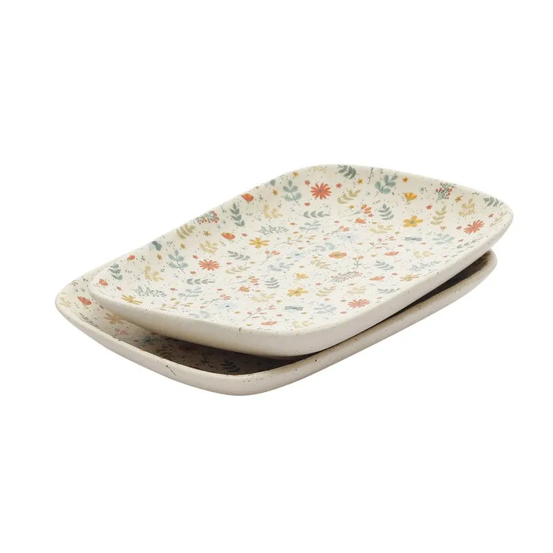 Bloomstone Multicolor Rectangular Stoneware Platter - Set of Two media 4