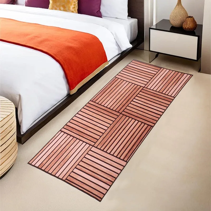 Striped Geometrica Anti-Skid Nylon Runner Rug media 3