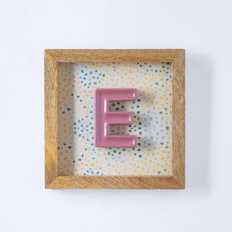 (E) Mini Mottled Mono Ceramic & Wooden Wall Accent - Pink media 3