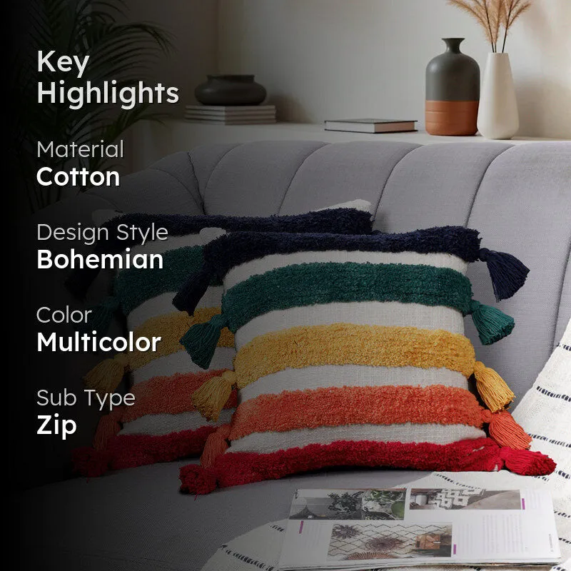 Tassle Stripe Tufted Cushion Cover Set - Set Of Two media 2
