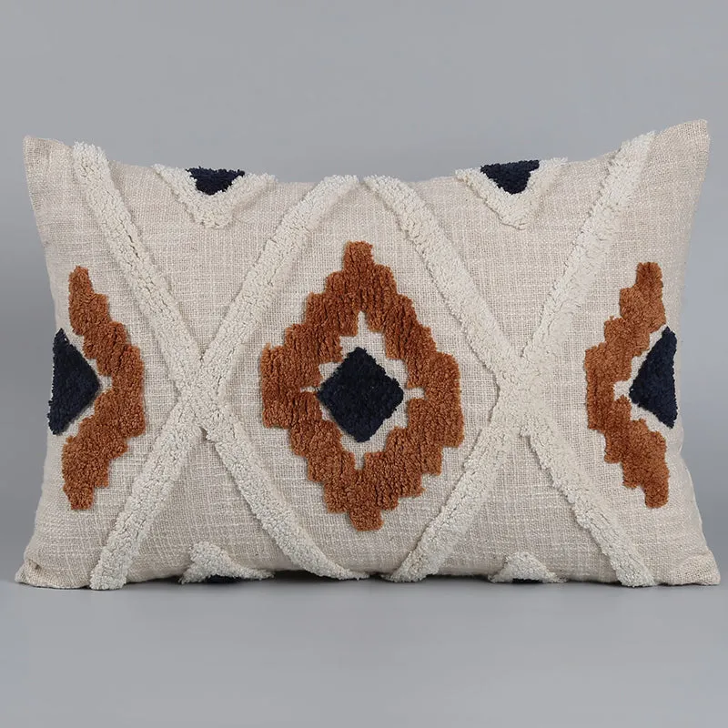 India Circus Terra SpadesTufted Cotton Cushion Cover (White & Brown)- Set Of Two media 3
