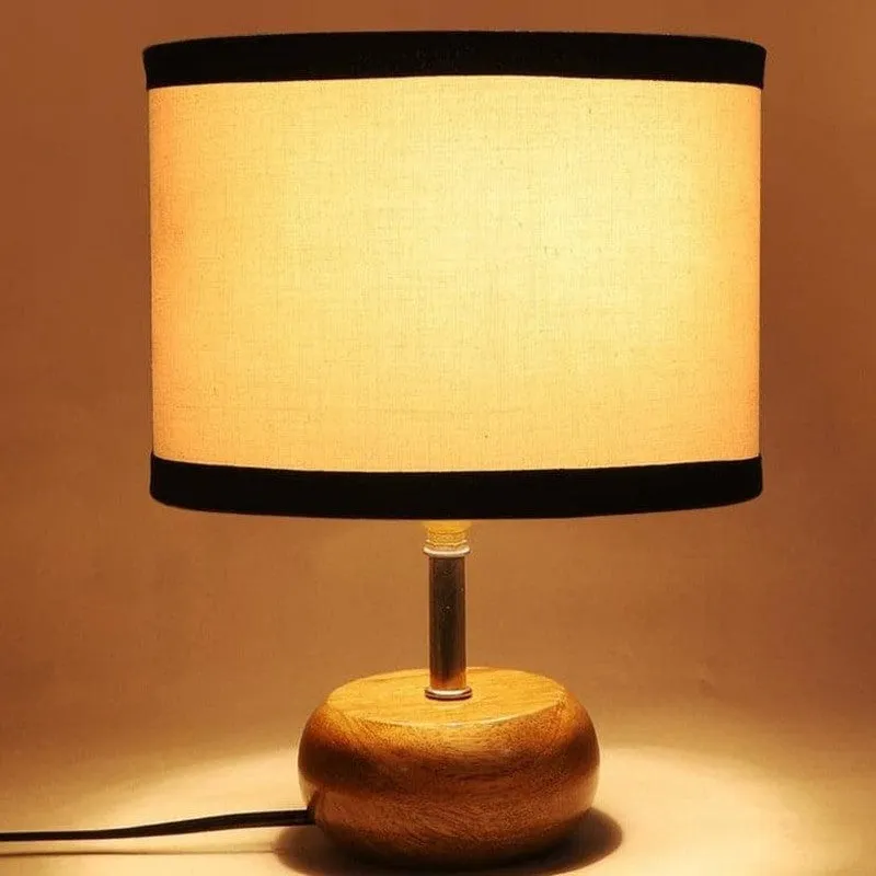 Wood Pebble Fabric Table Lamp - White,Brown,Black media 5