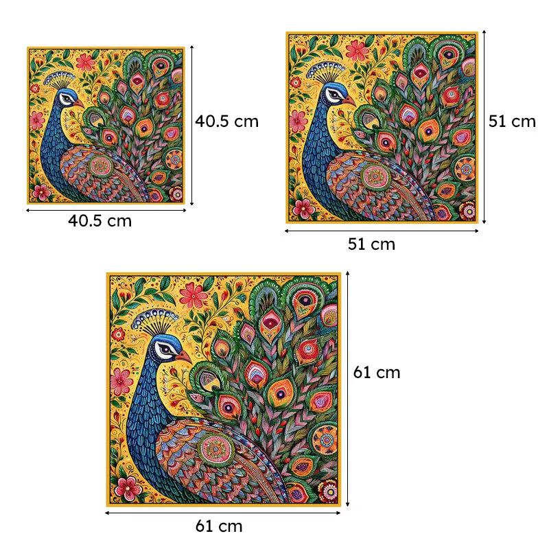 Madhubhani Mayura Canvas Wall Art With Frame media 7