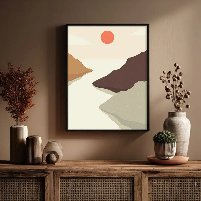 Crimson Horizon Archival Canvas Wall Art - Black Frame media 3