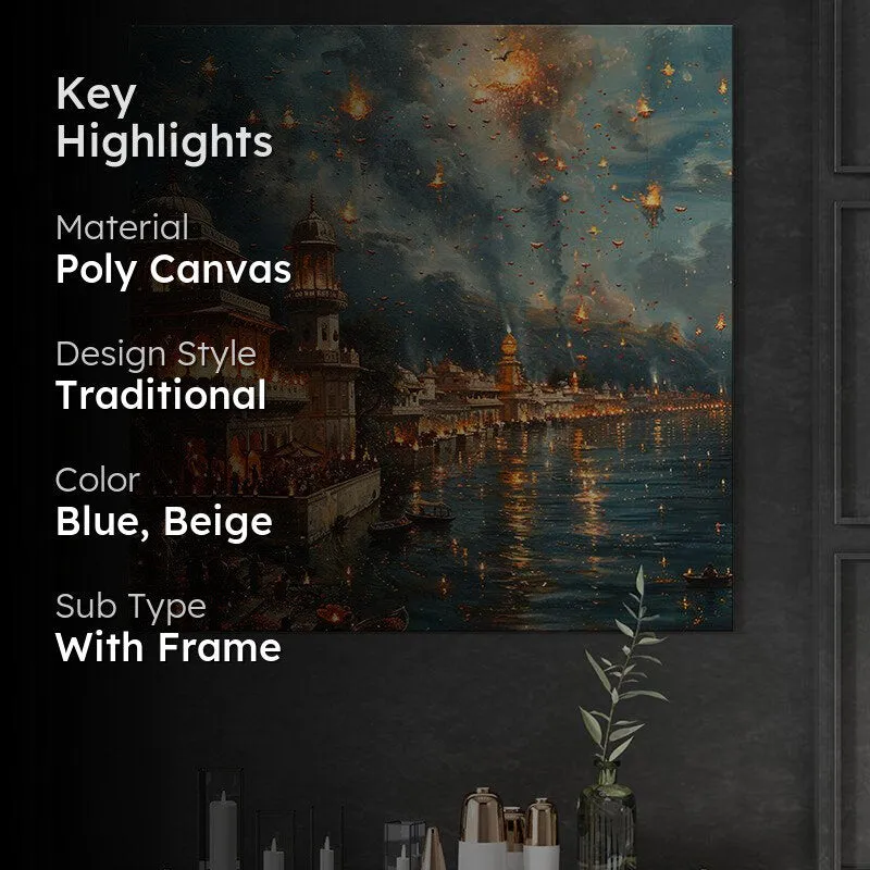 Cityscape Lights Poly Canvas Wall Painting media 2