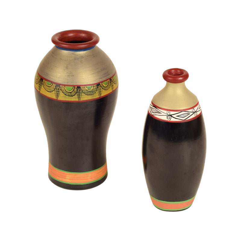 Raadhika Handpainted Terracotta Vase - Two Piece Set media 5