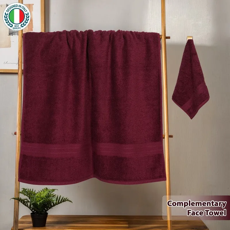 PlushAura Cotton Bath Towel (Maroon) media 4
