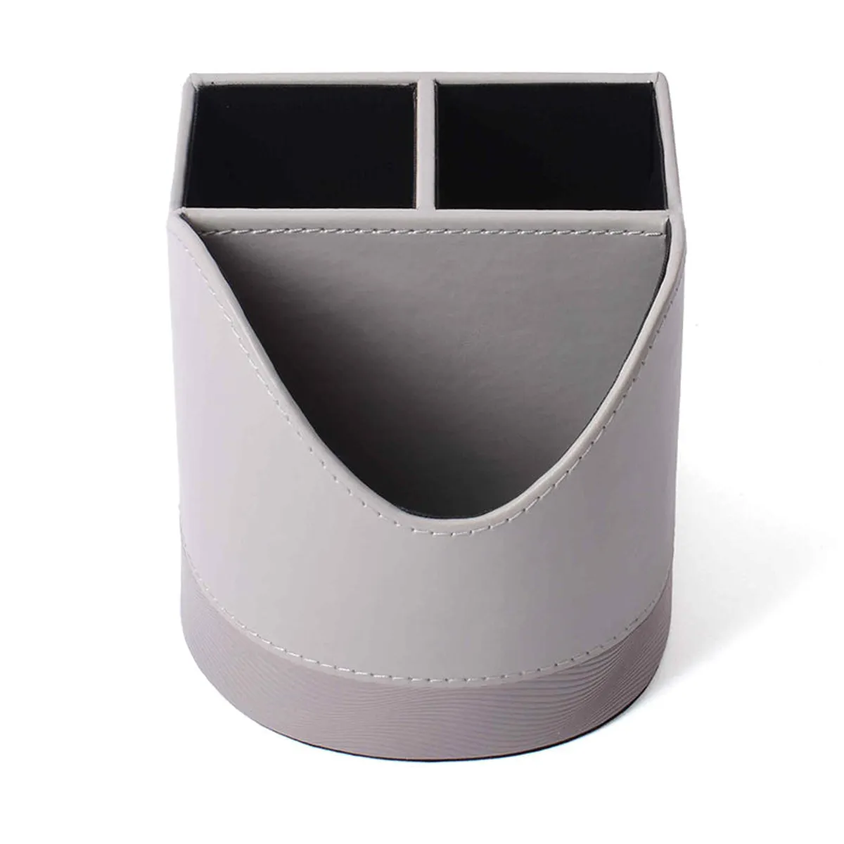 Top view of the grey organiser showing three separate compartments