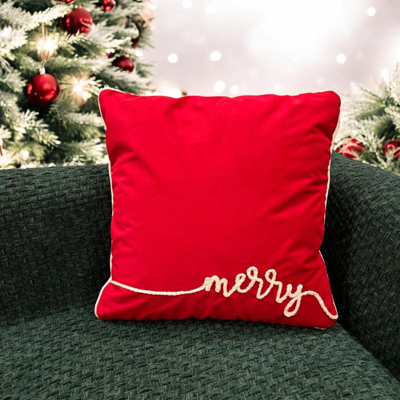 Crimson Gold Cheer Velvet Christmas Cushion Cover media 5