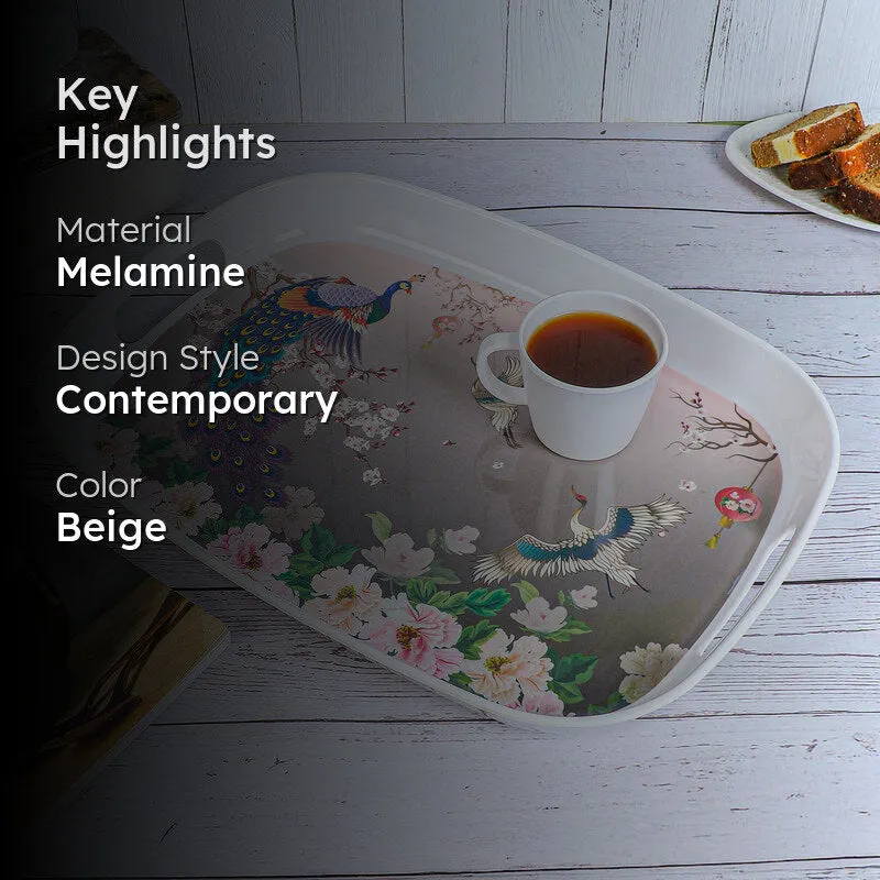 Peacock Garden Melamine Serving Tray media 2