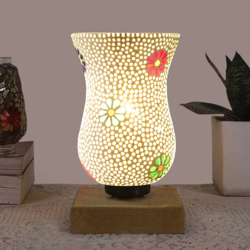 Lumetti Mosaic Glass Table Lamp With Wooden Base - Multicolor media 3