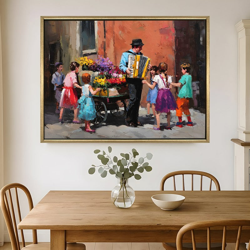 Lively Lane Canvas Wall Painting With Frame