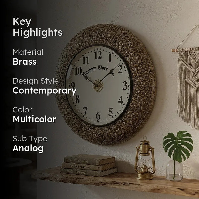 Velora Brass Analog Wall Clock media 2