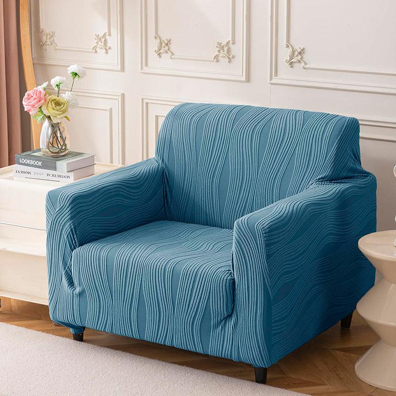 Velvet Night Solid Sofa Cover (Light Blue) - Single Seater media 3