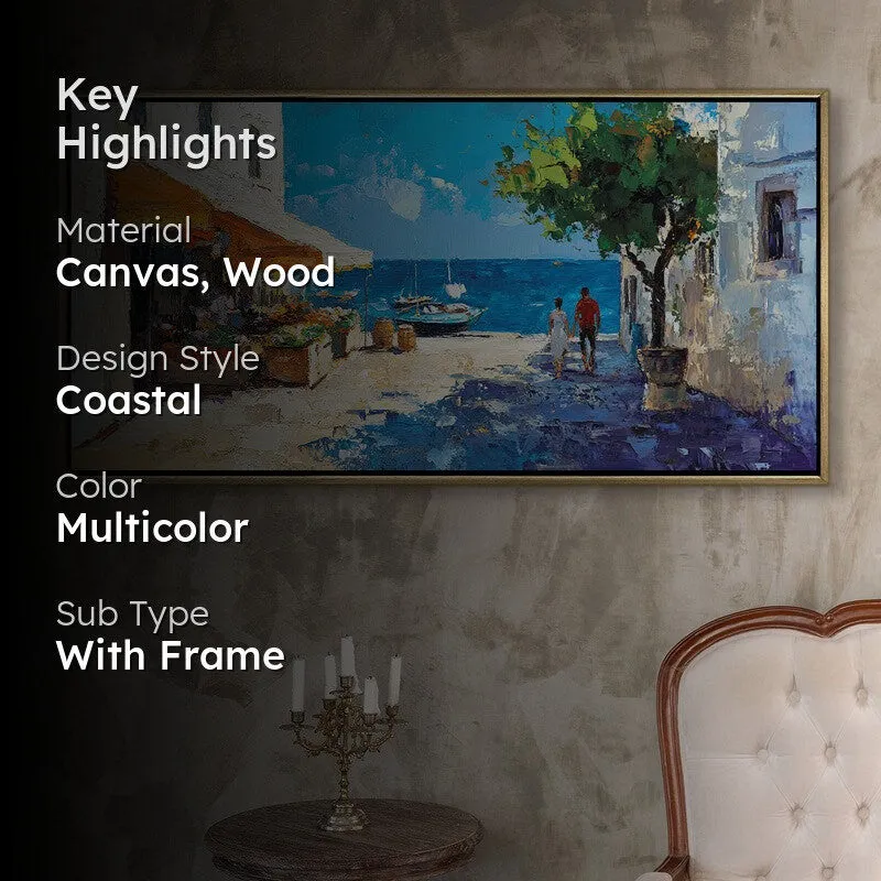 Brushstrokes of Blue Wall Painting With Frame media 2