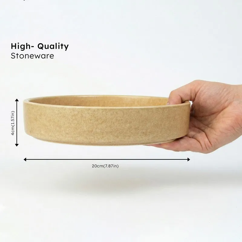 Whimsi Ceramic Salad Bowl (600 mL,Light Brown) - Set Of Two media 7