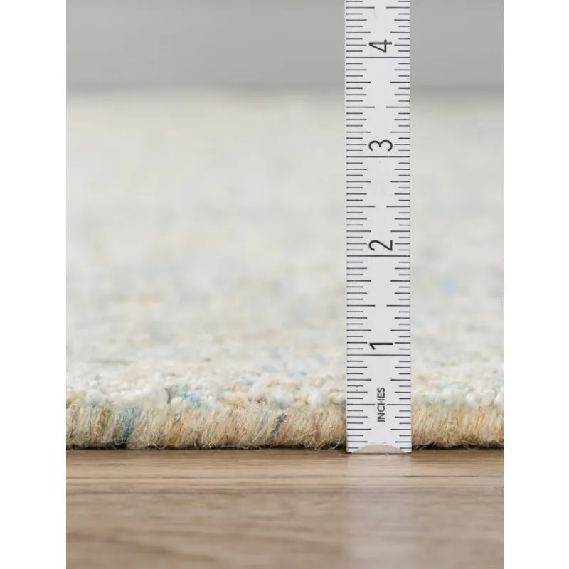 Handloom Hand Tufted Harmony Wool Rug - Light Blue & Beige media 9